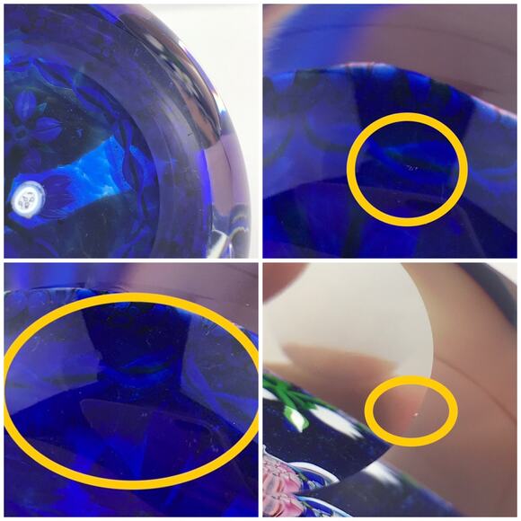 Perthshire 1986B Bouquet Lampwork Flower Millefiori Twist Facet Blue Paperweight - Picture 11 of 14